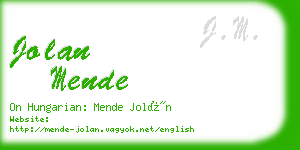 jolan mende business card